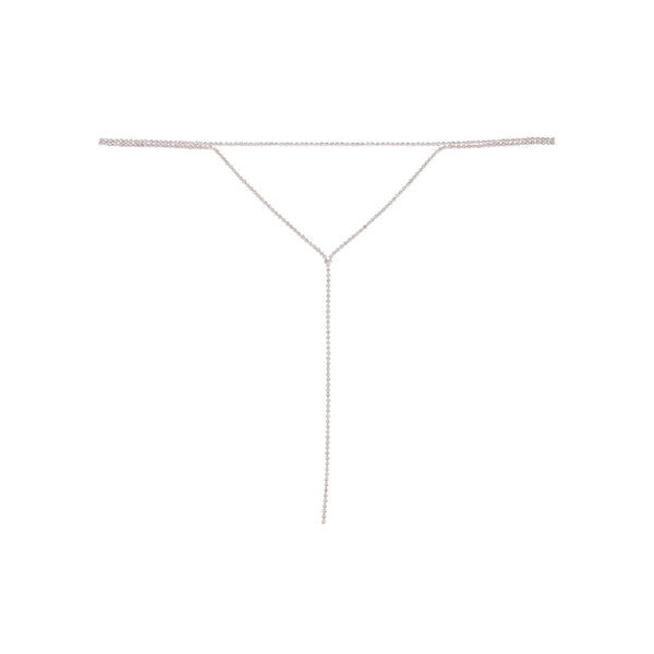 Silver Cup Chain Diamante Layered Choker