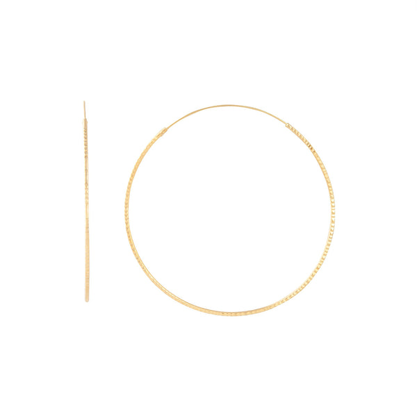 Gold Plated Sterling Silver Diamond Cut Hoop Earrings