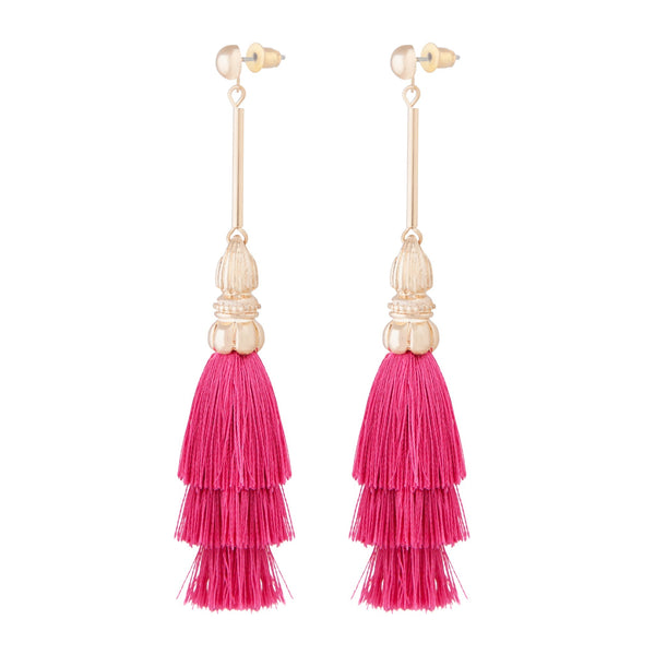 Fuchsia Rah Rah Tassel Drop Earrings