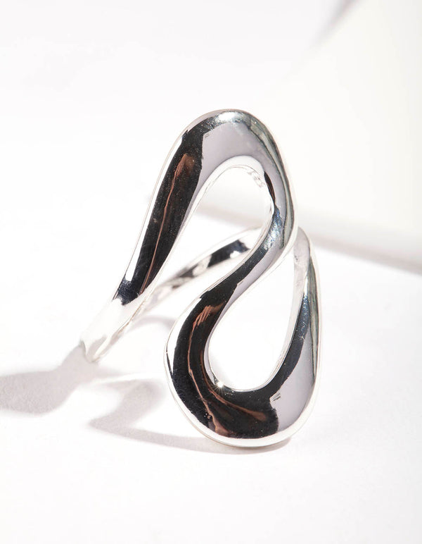 Srebrny metalowy pierścień Swirl