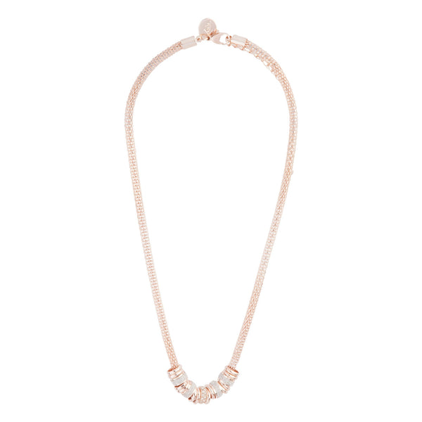Rose Gold Mesh With Glitter Ring Necklace