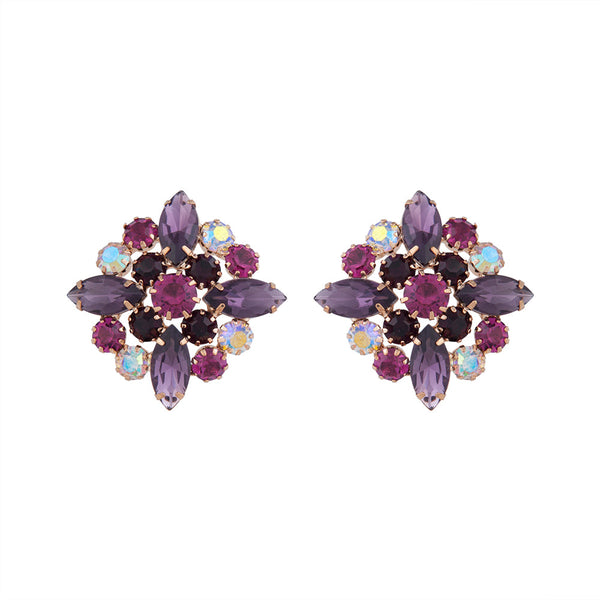 Mixed Purple Vintage Marquise Cluster Stud