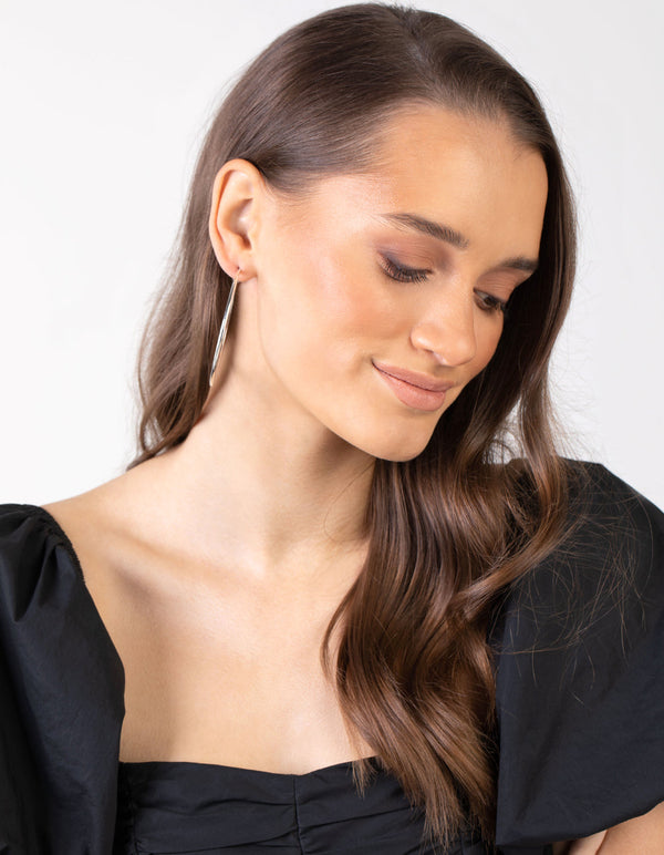 Silver Rounded 6cm Hoop Earrings