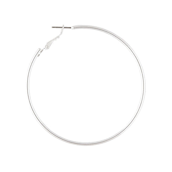Silver Rounded 6cm Hoop Earrings