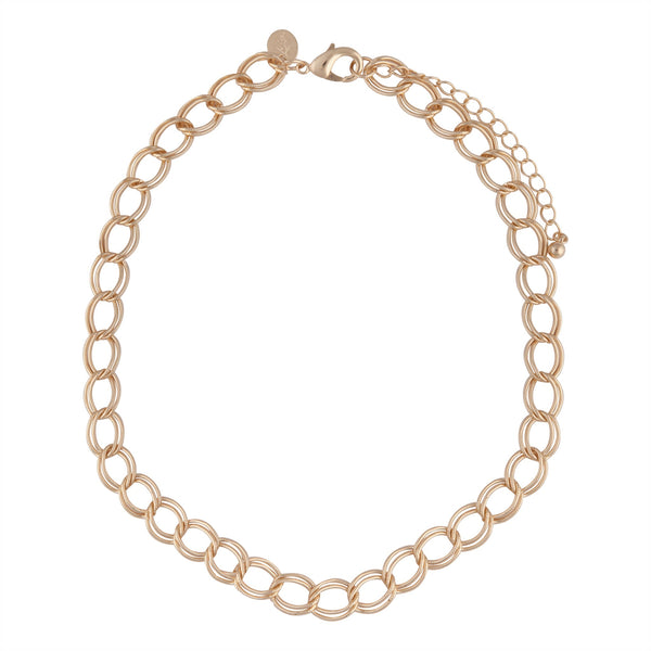 Gold Wide Link Chain Collar Necklace