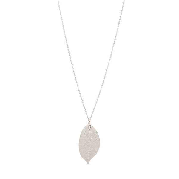 Silver Fine Leaf Pendant Necklace