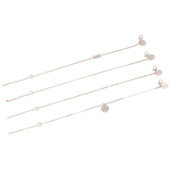 Rose Gold Anklet 4 Pack