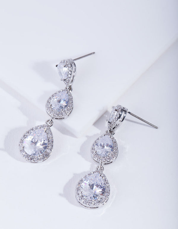 Crystal Trio Teardrop Earring