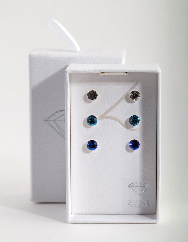 Mixed Blue 5mm Stud 3 Pack