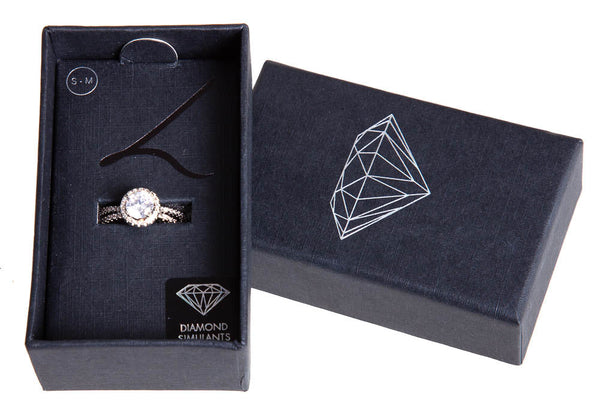 Fine Double Band With Round Crystal Centre Stone Ring