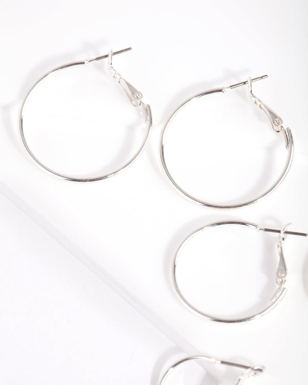 Silver Multi Size Hoop Earring 3 Pack