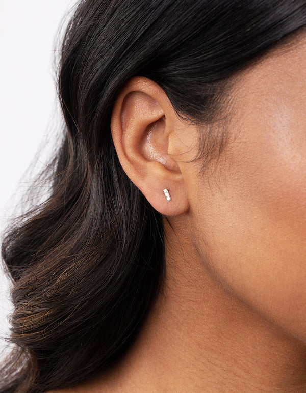Sterling Silver Diamante Line And Star Stud Pack