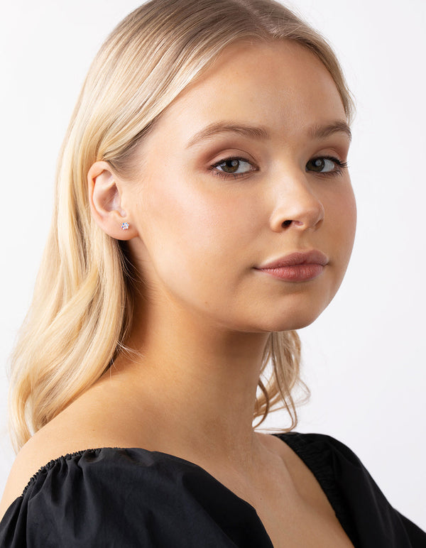 Sterling Silver Diamante Stud, Flower And Bead Pack