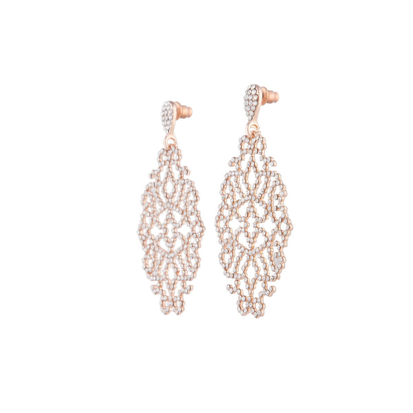 Rose Gold Diamante Intricate Stone Earrings