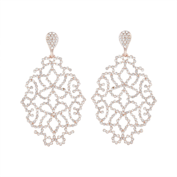 Rose Gold Diamante Intricate Stone Earrings