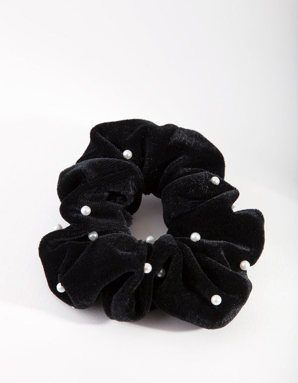 Gumka do włosów Black Velvet Pearl