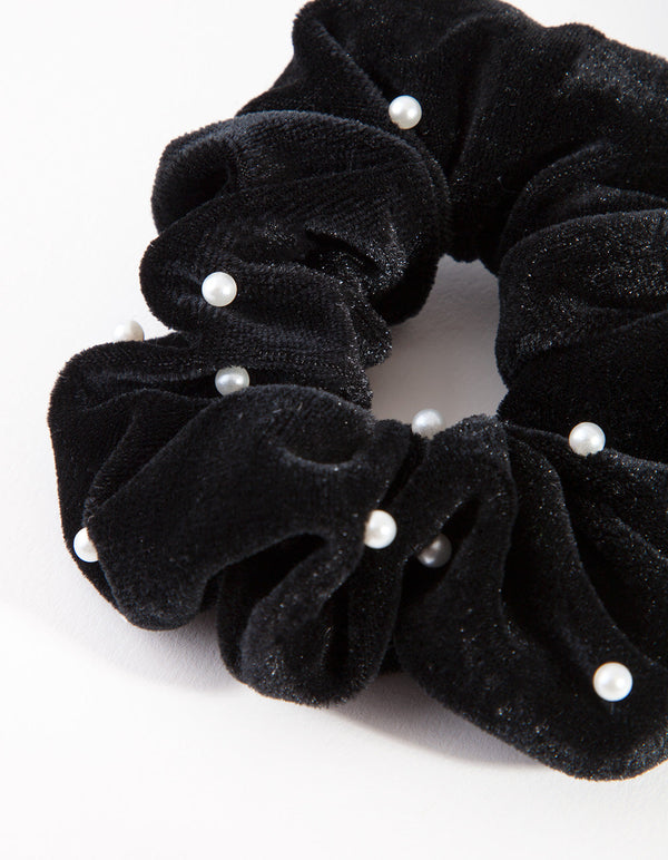 Gumka do włosów Black Velvet Pearl