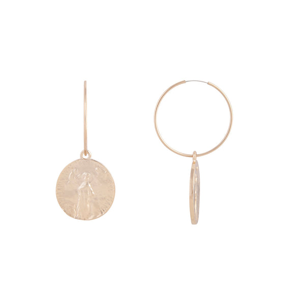 Gold Small Coin Hoop Earrings