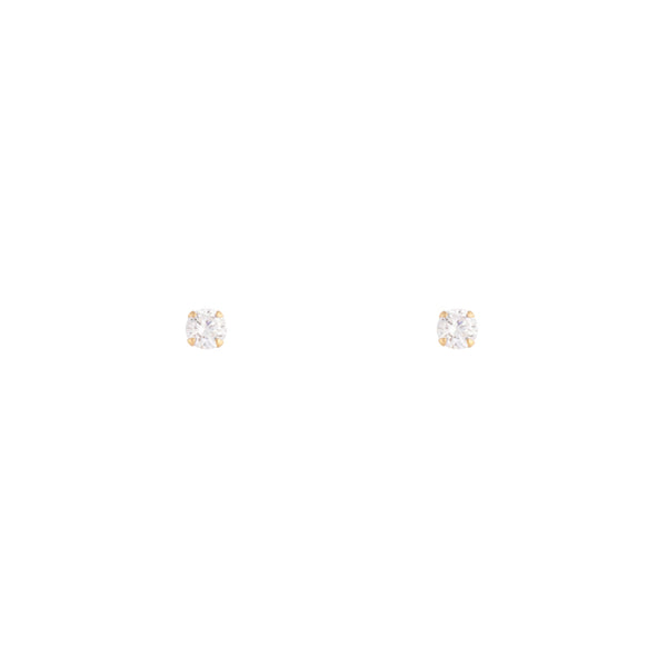 Gold Plated Sterling Silver 1/2 Carat Stud Cubic Zirconia Earrings