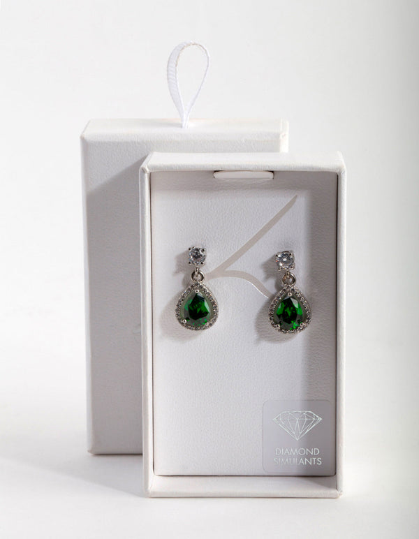 Encircled Mini Emerald Pear Drop Earrings