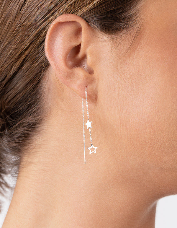 Sterling Silver Star Thread Earrings