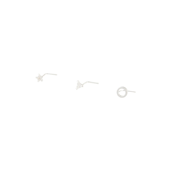 Sterling Silver Star Triangle Nose Stud 3 Pack