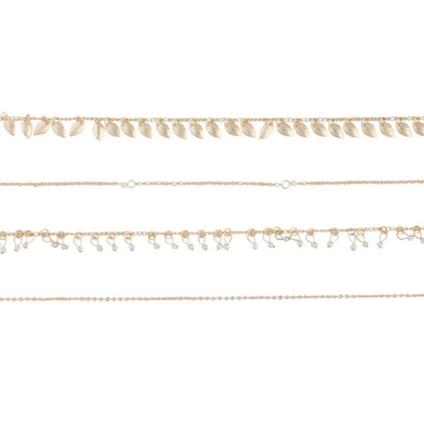 Gold Leaf Jingle Anklet 4 Pack