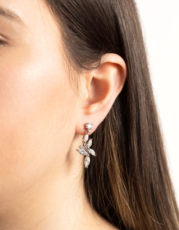 Floral Drop Diamond Simulant Earring