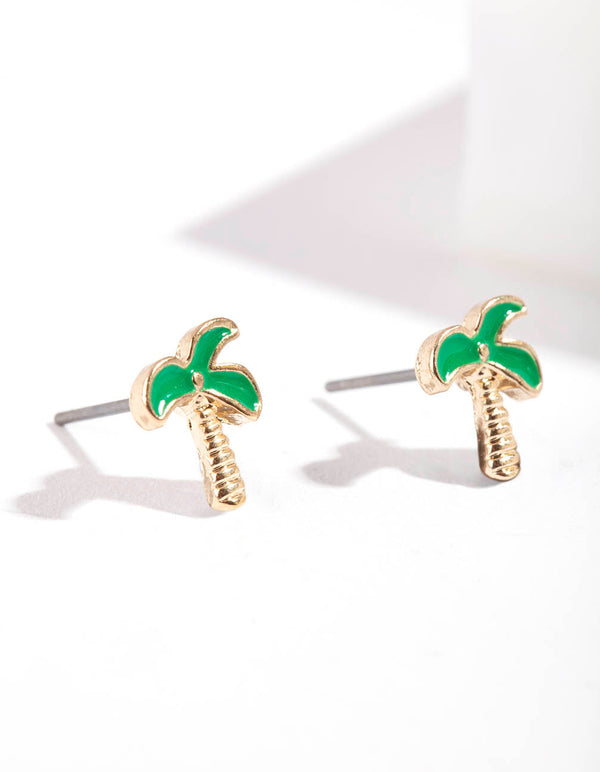 Złote kolczyki z palmą