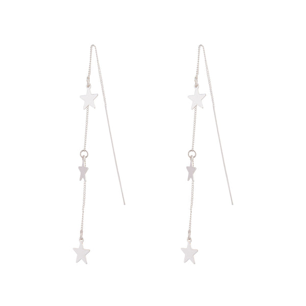 SIlver Mini Star Thread Through Earrings
