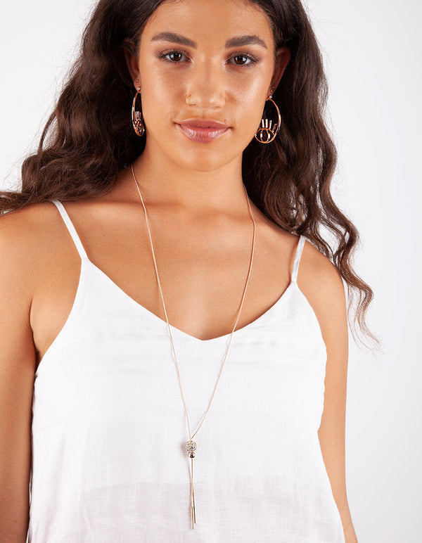 Rose Gold Fireball Snake Chain Necklace
