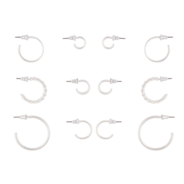 Silver Sleeper Hoop Earring 6 Pack