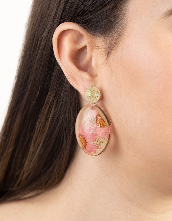Flower Trap Resin Earrings