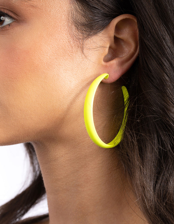 Neon Yellow 3/4 Hoop Earrings