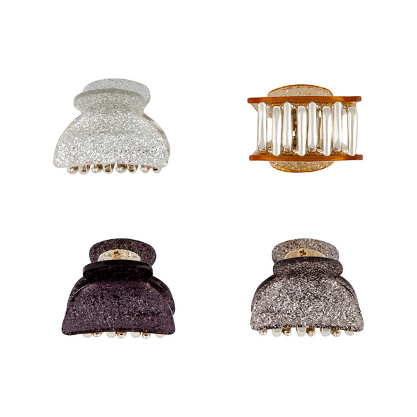Silver Black Gold Claw Clip 4 Pack