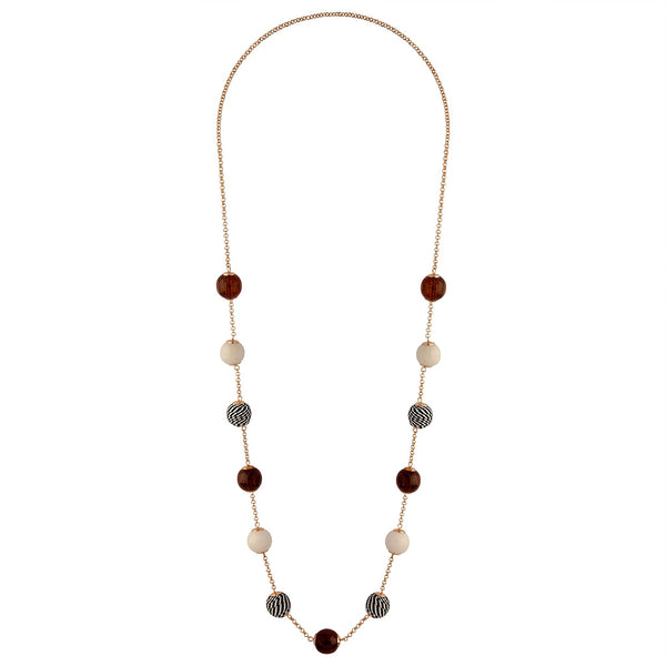 Wooden and Textured Wrap Bead Necklace