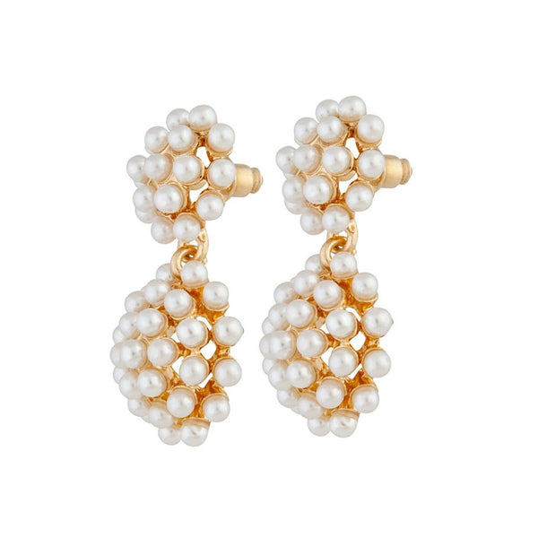 Gold Pearl Multi Ball Earrings