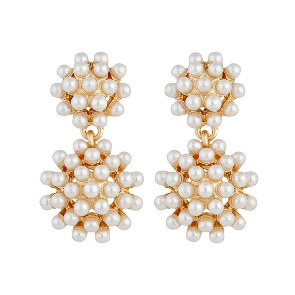 Gold Pearl Multi Ball Earrings