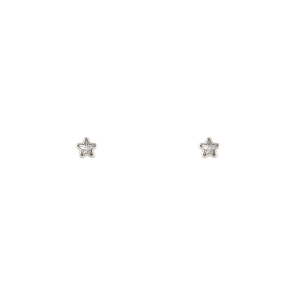 Silver Micro Star Stud Diamante Earrings