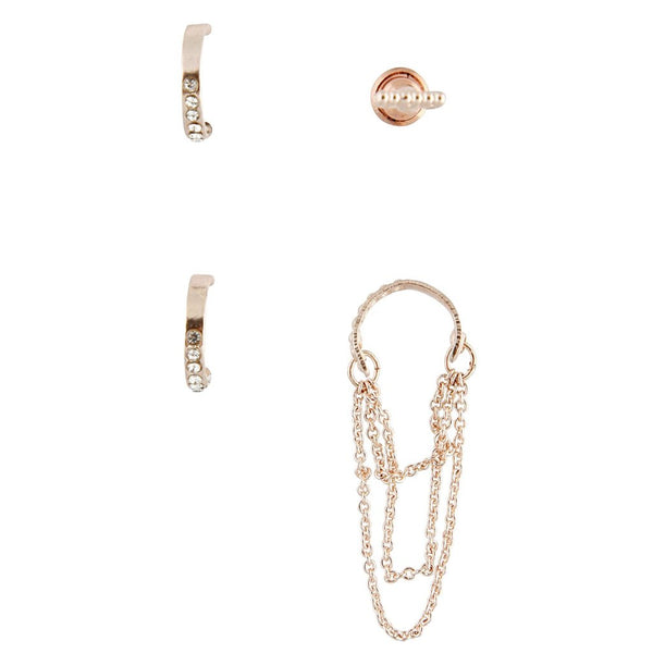 Rose Gold Chain Ear Cuff Pack
