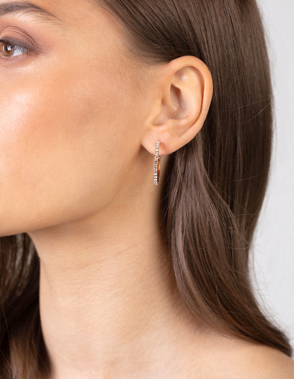 Gold Diamante Small Hoop Earrings