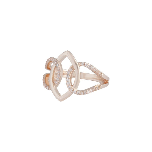 Rose Gold Cubic Zirconia Interlocking Ring