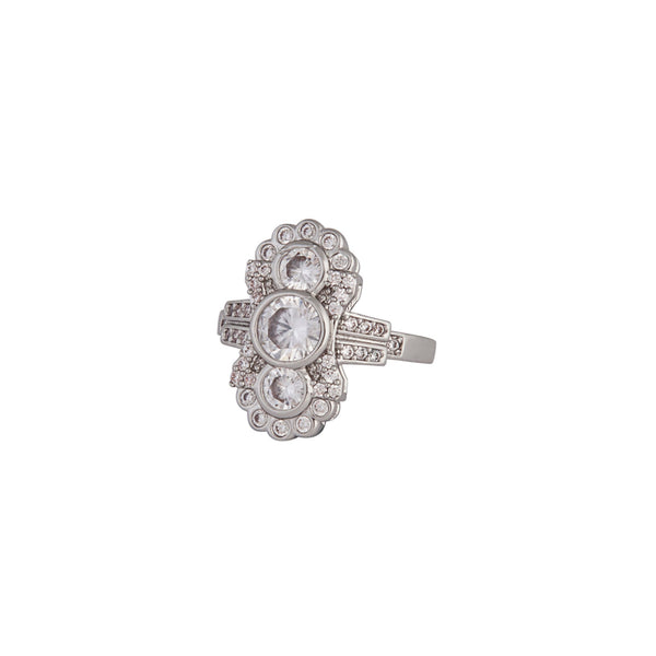 Rhodium Vintage Cubic Zirconia Ring