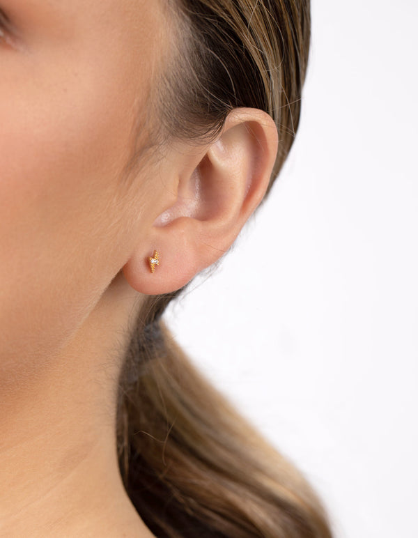 Gold Plated Sterling Silver Lightning Earring 3 Pack