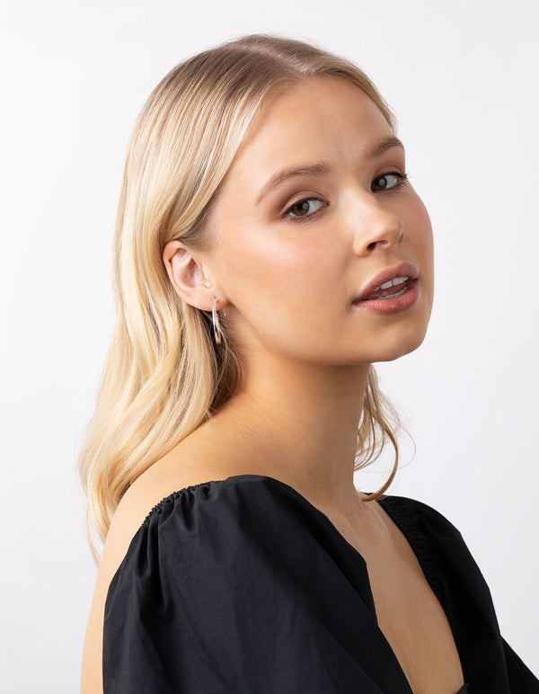 Sterling Silver Thick Hoop Earrings