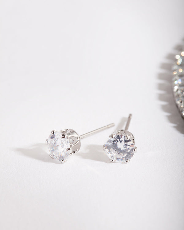 Silver Diamond Simulant Earring and Bracelet Set