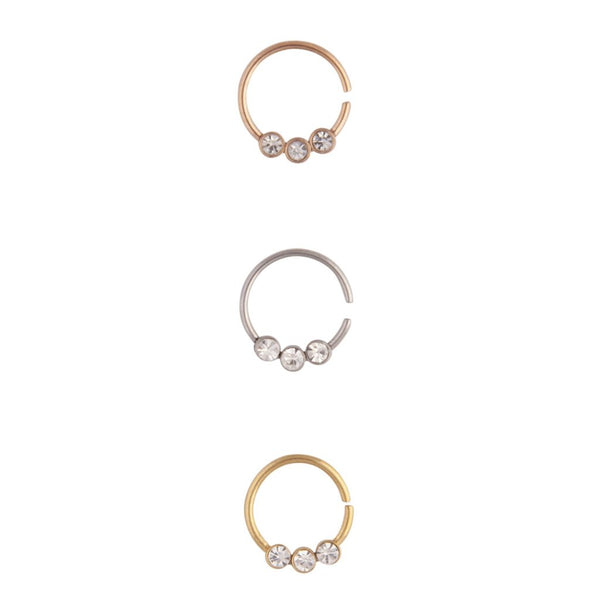 Mixed Metal Diamante Cartilage Mini Hoop
