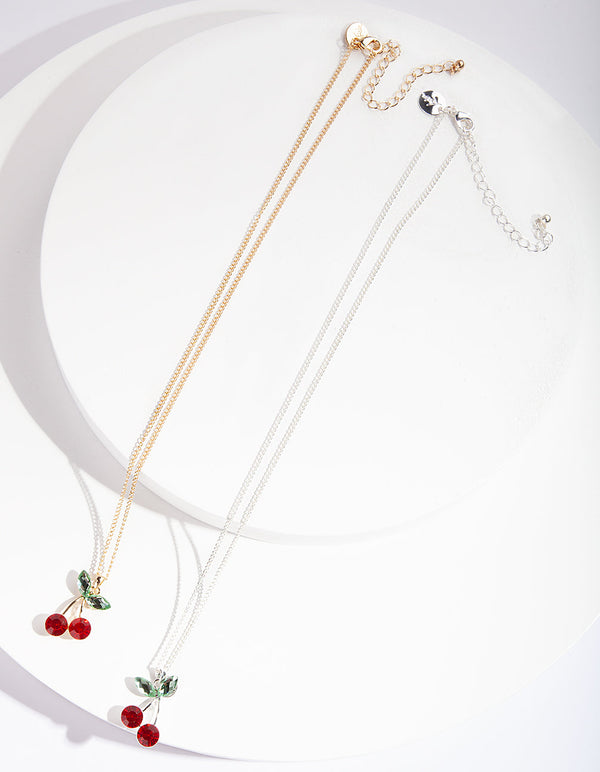 Silver Gold Red Cherry Gift Box