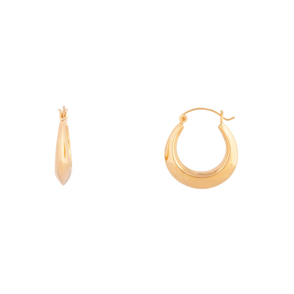 Gold Plated Sterling Silver Flat Edge Hoop Earrings