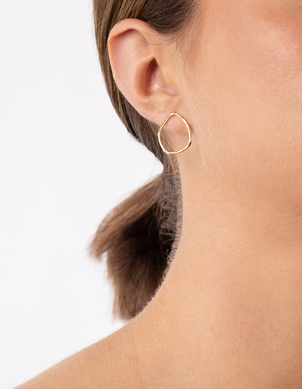 Gold Plated Sterling Silver Organic Circle Earrings
